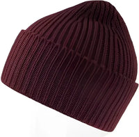 Atlantis Headwear Oak - Sustainable Chunky Rib Knit Beanie - Burgundy Melange - Maroon / OSFM