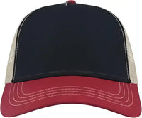 Atlantis Headwear RAPPER Sustainable Canvas Cap - Navy Burgundy Khaki - Navy Maroon / One Size Fits Most