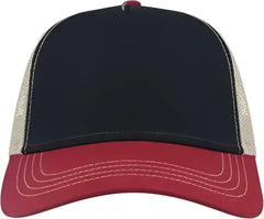 Atlantis Headwear RAPPER Sustainable Canvas Cap - Navy Burgundy Khaki - Navy Maroon / One Size Fits Most