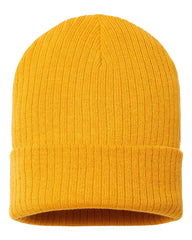 Atlantis Headwear RIO Sustainable Rib Cuffed Beanie - Mustard Yellow - Gold / One Size Fits Most