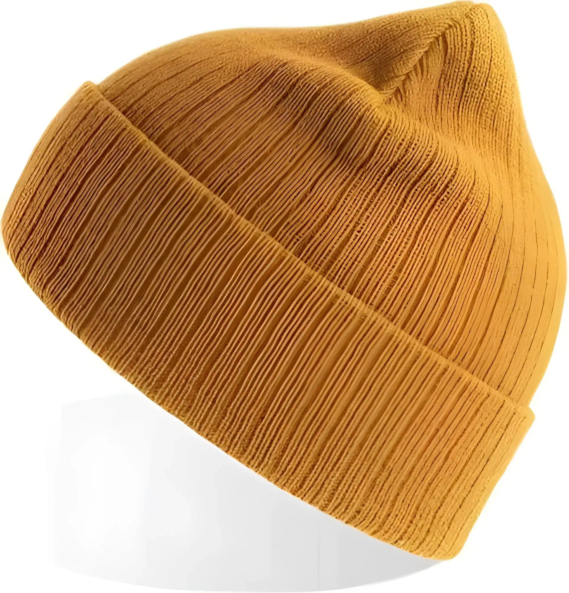 Atlantis Headwear RIOB Rio Sustainable Rib Knit Beanie - Mustard Yellow (Mostarda) - Gold / One Size Fits Most