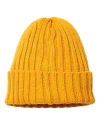 Atlantis Headwear SHORE Sustainable Cable Knit Cuffed Beanie - Mustard Yellow - Gold / One Size Fits Most