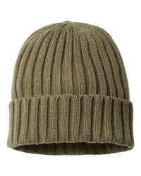 Atlantis Headwear SHORE Sustainable Cable Knit Cuffed Beanie - Olive - Olive / One Size Fits Most