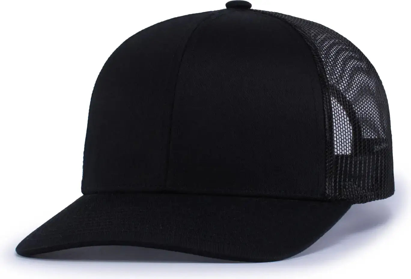 Augusta 6114 6-Panel Trucker Snapback Cap - Black - Black / One Size Fits Most