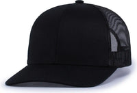 Augusta 6114 6-Panel Trucker Snapback Cap - Black - Black / One Size Fits Most