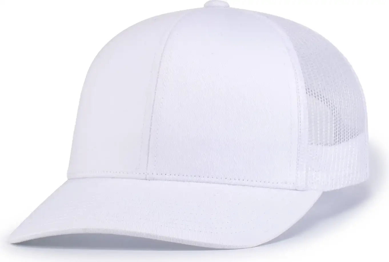 Augusta 6114 6-Panel Trucker Snapback Cap - White - White / One Size Fits Most