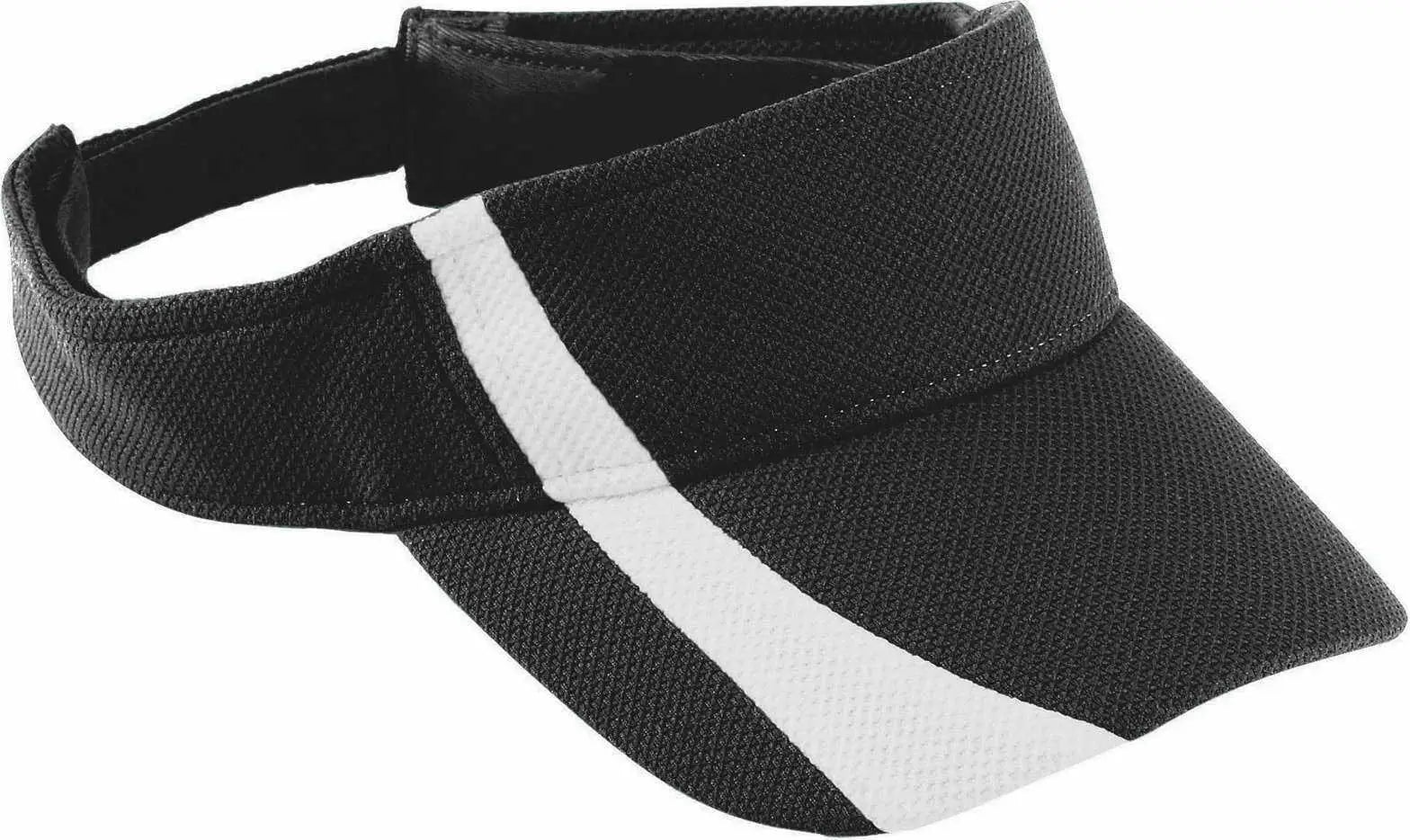 Augusta 6260 Adjustable Wicking Mesh Two Color Visor Black White Black White / One Size Fits Most