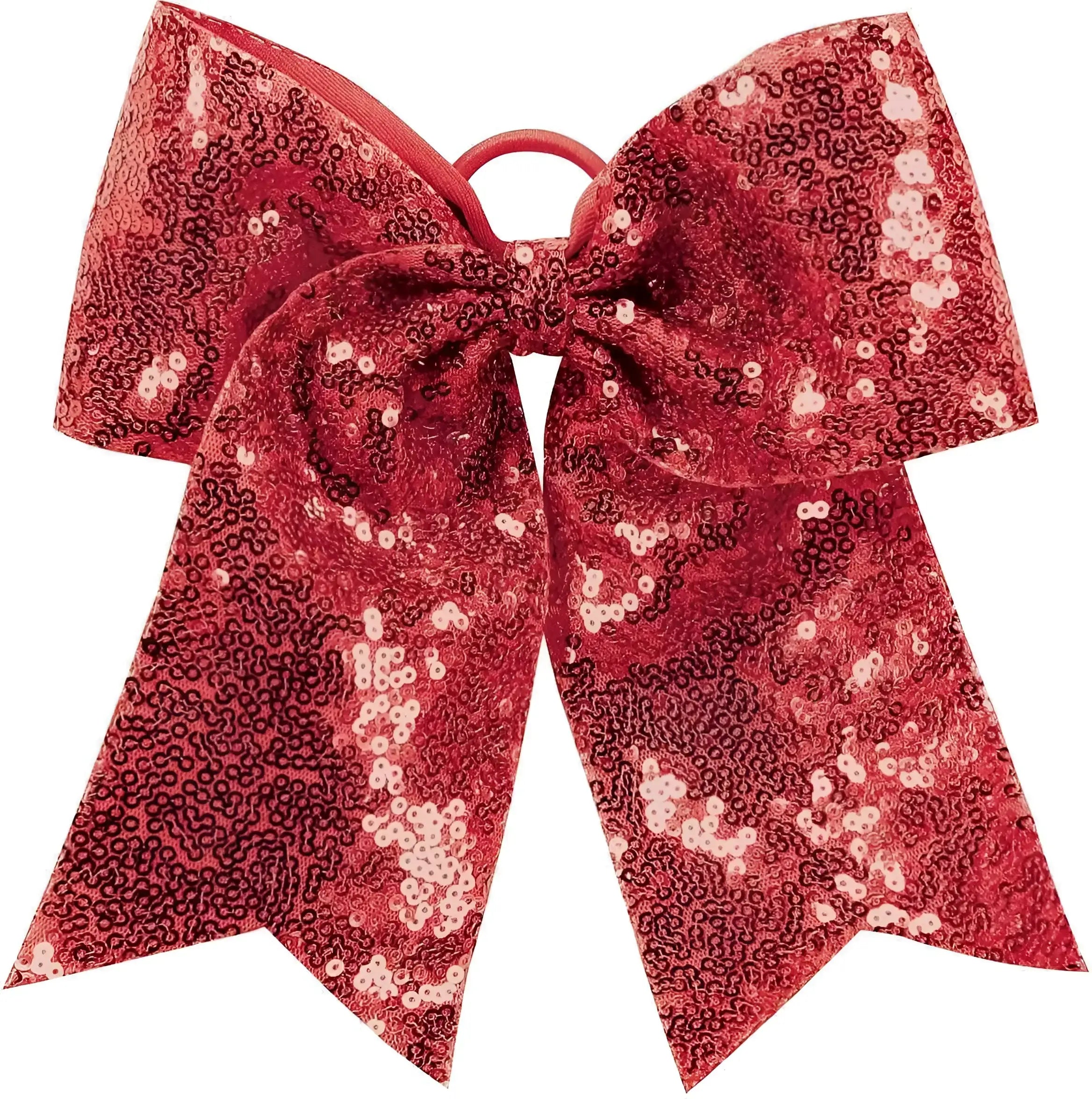 Augusta 6702 Sequin Cheer Hair Bow - Red - Red / One Size Fits Most