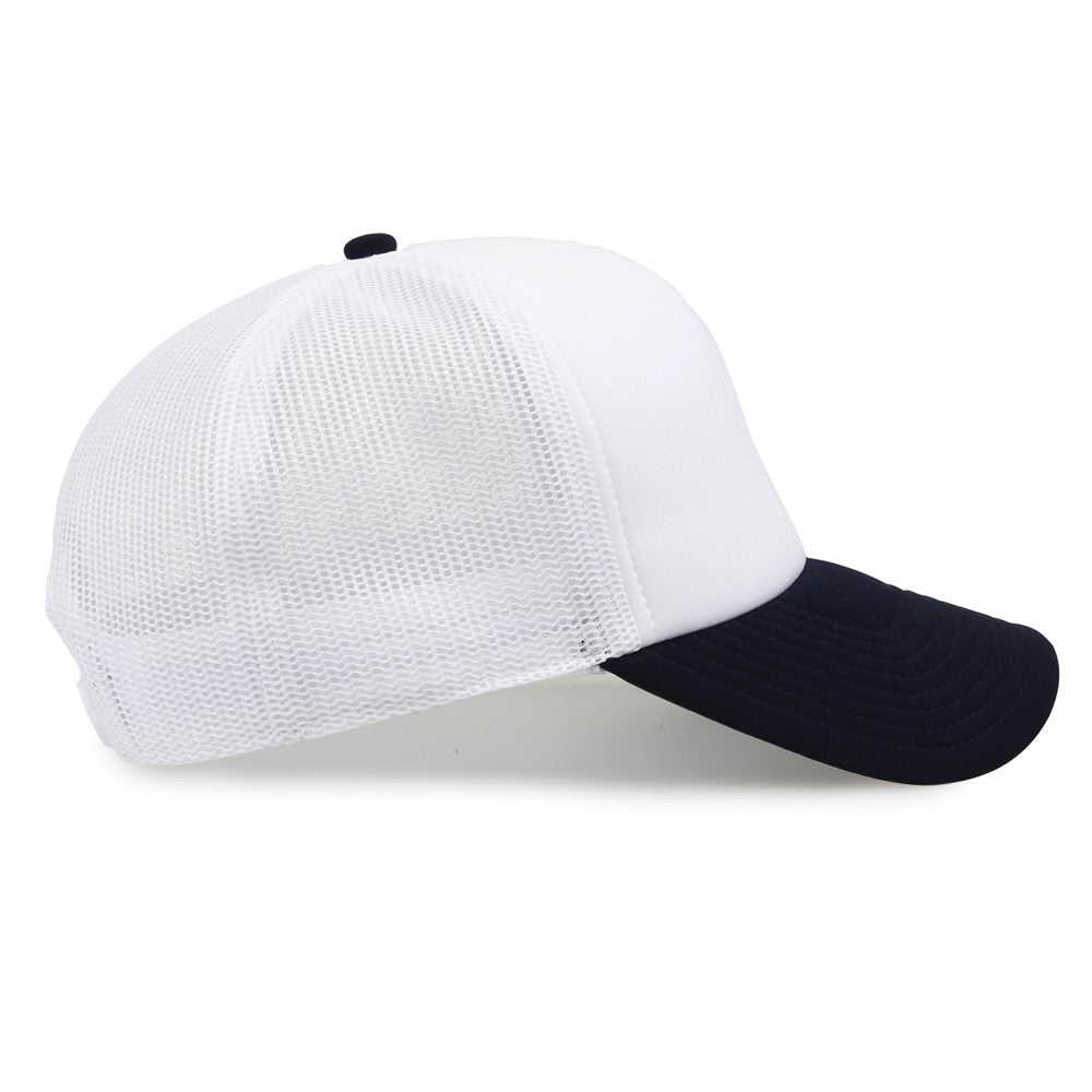 The Game GB473 Foam Front Trucker Cap - White Navy - HIT a Double - 9