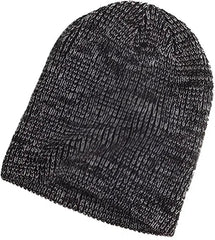Big Accessories BA524 Ribbed Marled Beanie Black Gray Black Gray / One Size Fits Most