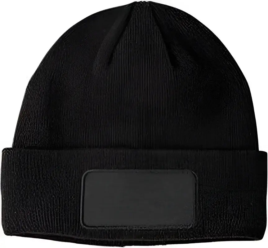 Big Accessories BA527 Patch Beanie - Black - Black / One Size Fits Most