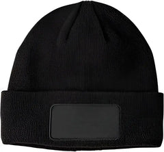 Big Accessories BA527 Patch Beanie - Black - Black / One Size Fits Most