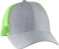 Big Accessories BA540 Sport Trucker Cap - Light Gray Neon Green - Gray Green / One Size Fits Most