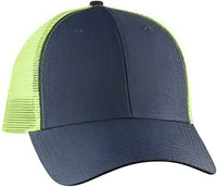Big Accessories BA540 Sport Trucker Cap - Navy Neon Yellow - Yellow / One Size Fits Most