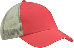 Big Accessories BA601 Washed Trucker Cap - Cosmo Gray - Red Gray / One Size Fits Most