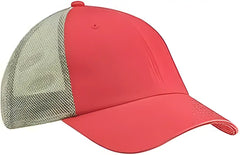 Big Accessories BA601 Washed Trucker Cap - Cosmo Gray - Red Gray / One Size Fits Most
