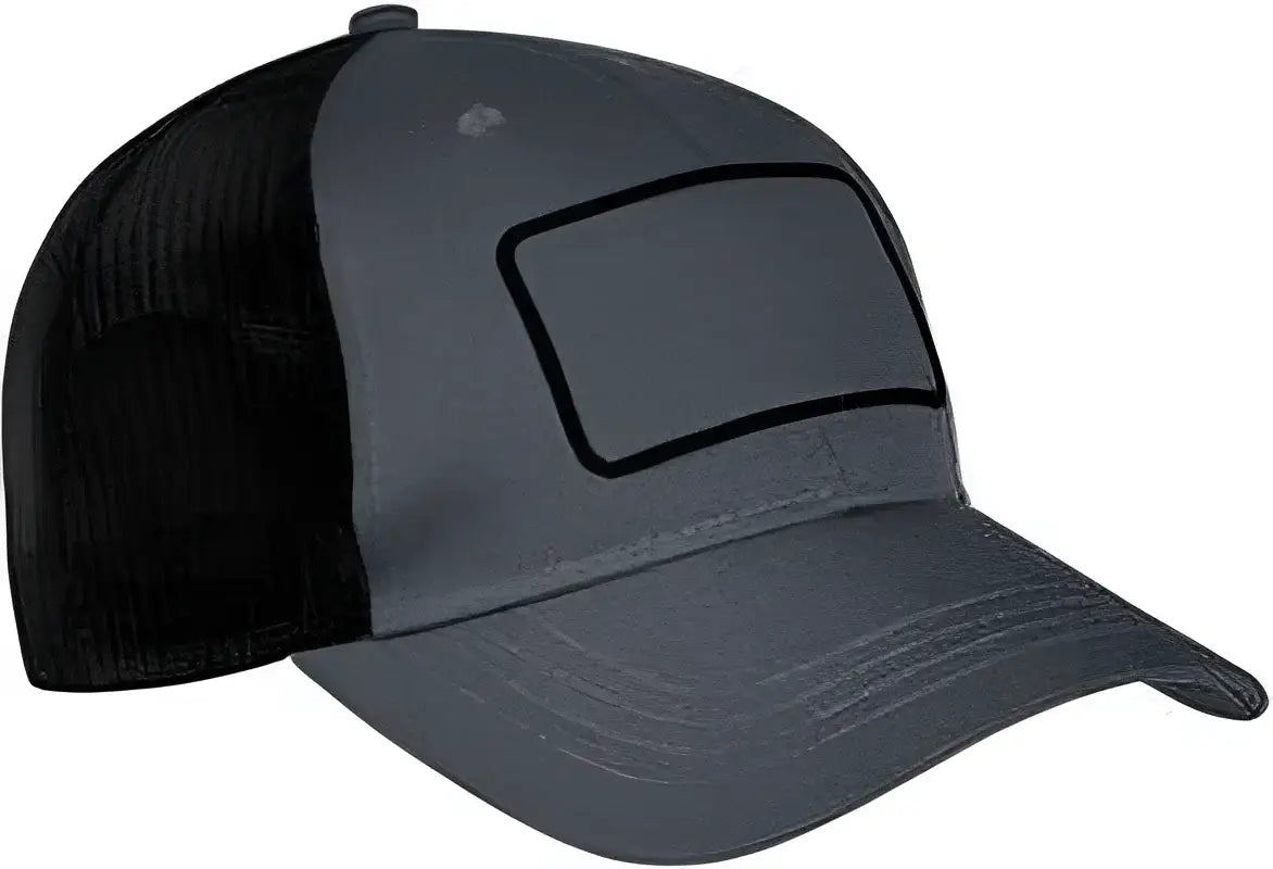 Big Accessories BA656T Patch Trucker Cap - Charcoal Black Black - Dark Gray Black / One Size Fits Most