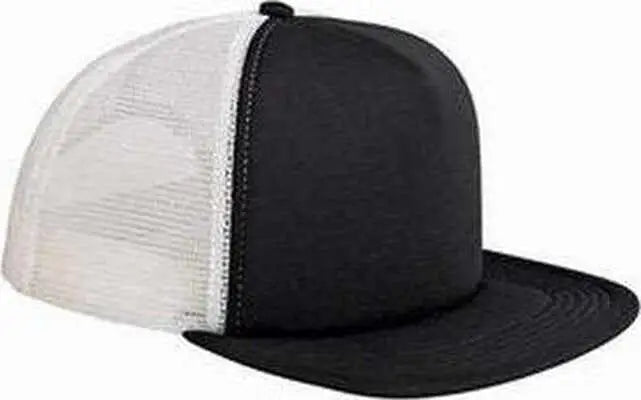 Big Accessories BX030 5-Panel Foam Front Trucker Cap - Black White - Black White / One Size Fits Most