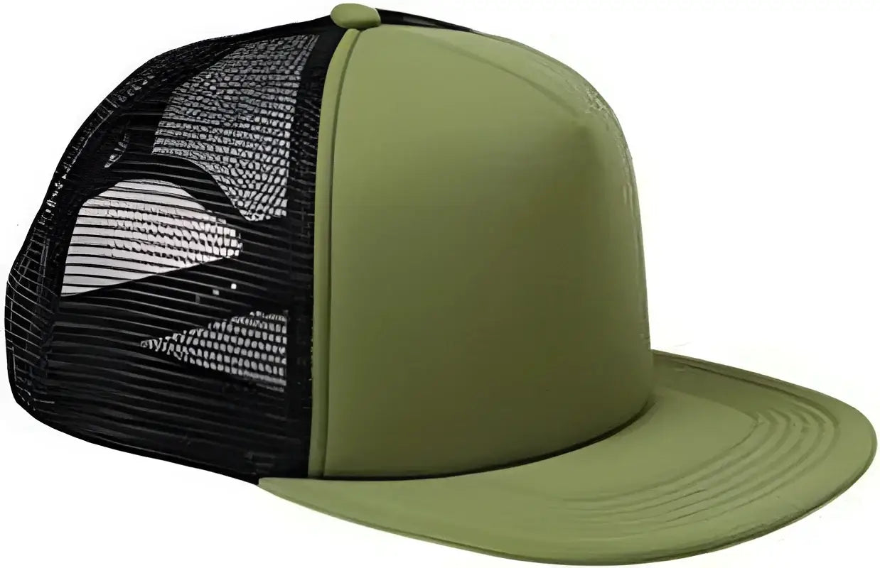 Big Accessories BX030 5 Panel Foam Front Trucker Cap Olive Black Olive Black / One Size Fits Most
