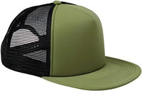 Big Accessories BX030 5 Panel Foam Front Trucker Cap Olive Black Olive Black / One Size Fits Most