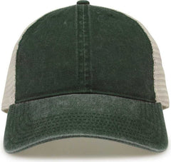 The Game GB460 Pigment Dyed Twill & Soft Trucker Cap - Bottle Green Sand | HIT a Double