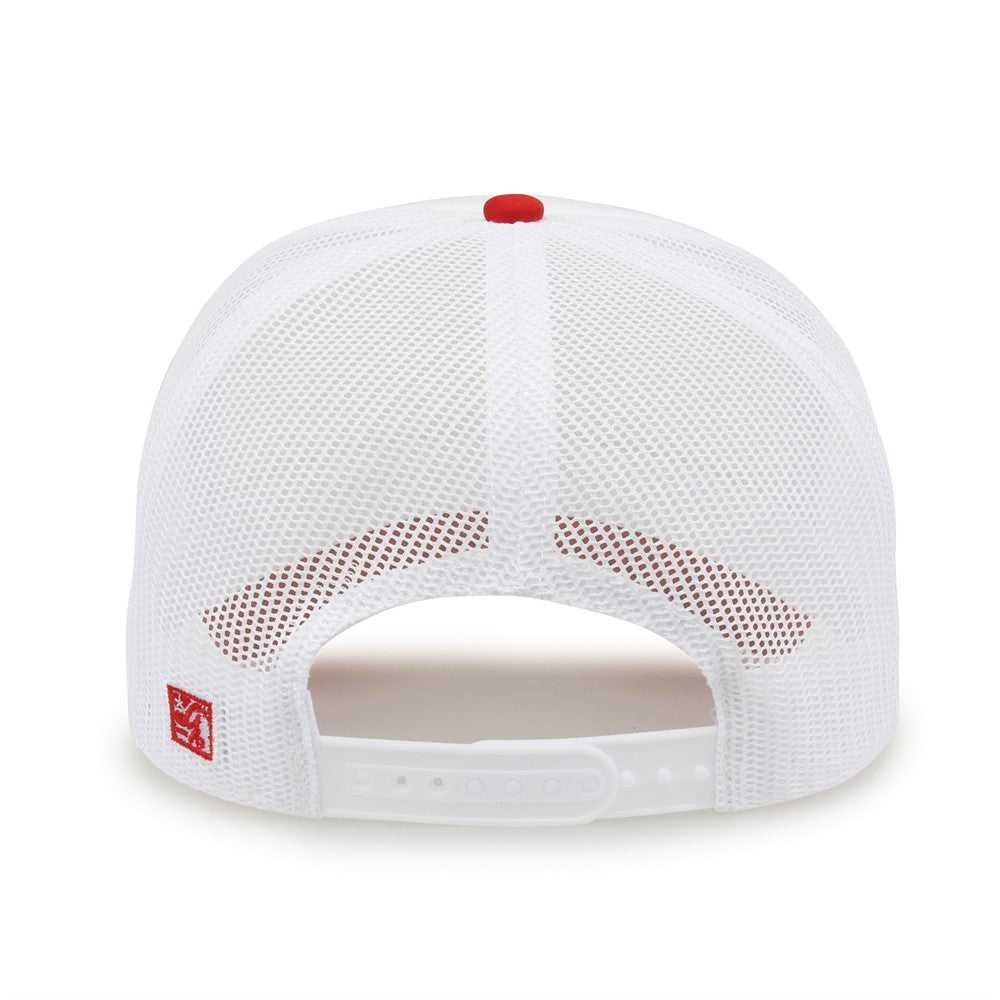 The Game GB473 Foam Front Trucker Cap - White Red - HIT a Double - 7