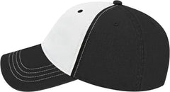 Cap America I1002 Relaxed Golf Cap - White Black - White Black / One Size Fits Most