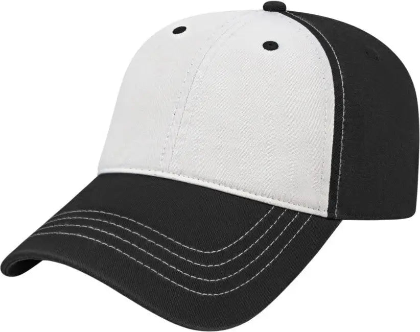 Cap America I1002 Relaxed Golf Cap - White Black - White Black / One Size Fits Most