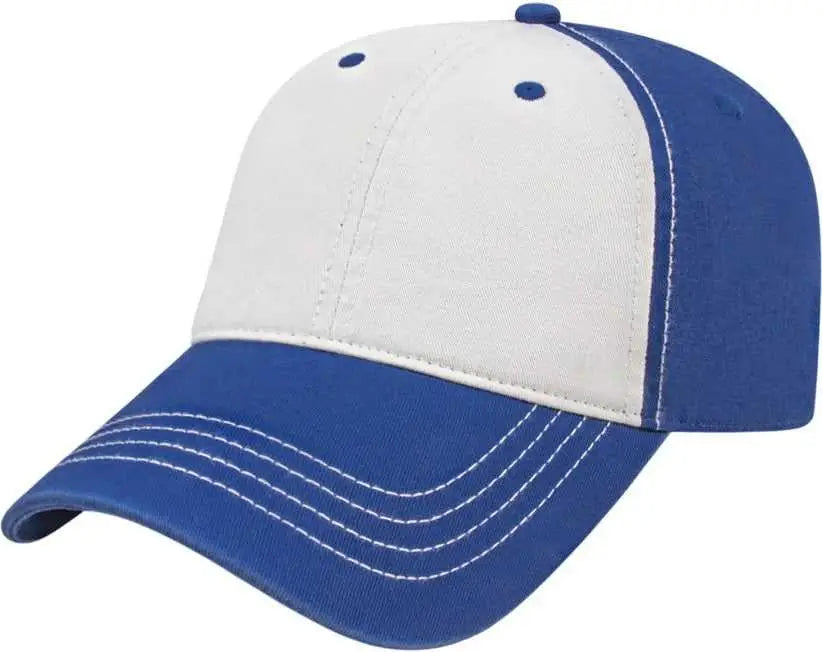 Cap America I1002 Relaxed Golf Cap - White Royal - White Royal / One Size Fits Most