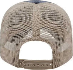Cap America i1014 Chambray with Soft Mesh Back Cap - Navy Tan - Navy Tan / One Size Fits Most