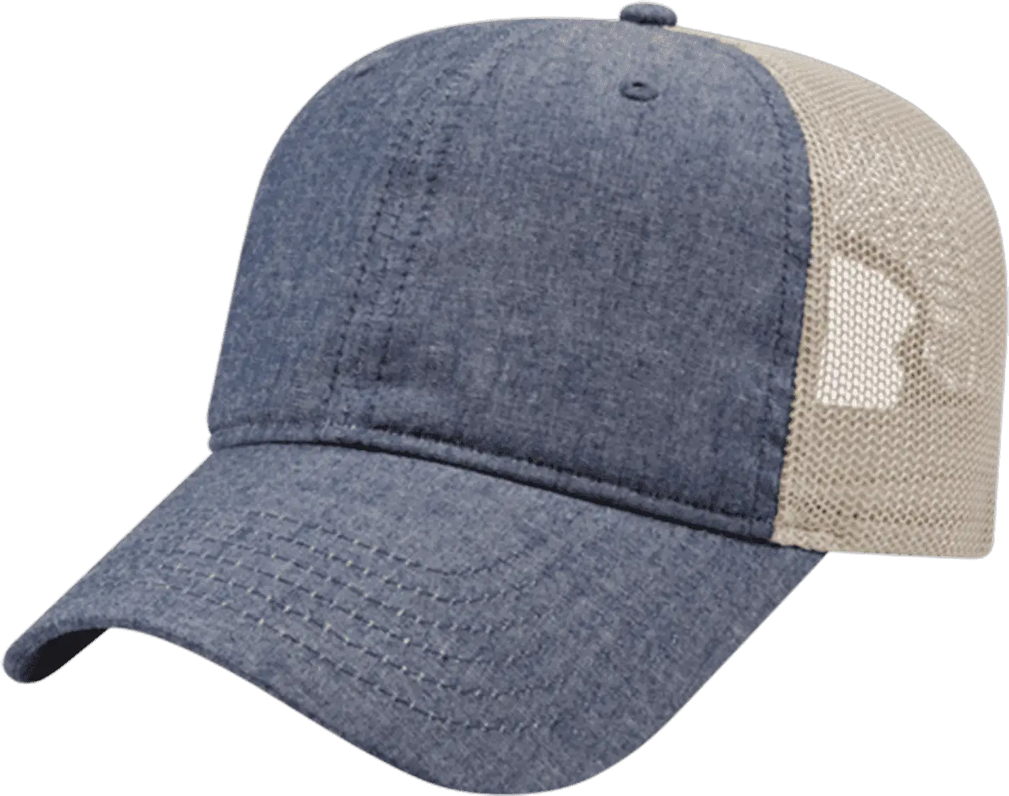 Cap America i1014 Chambray with Soft Mesh Back Cap - Navy Tan - Navy Tan / One Size Fits Most