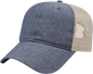 Cap America i1014 Chambray with Soft Mesh Back Cap - Navy Tan - Navy Tan / One Size Fits Most