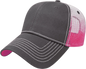 Cap America I1076 Gradient Screen Print Trucker Mesh Back Cap - Charcoal Pink White - Charcoal Pink White / One Size