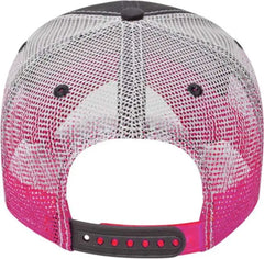 Cap America I1076 Gradient Screen Print Trucker Mesh Back Cap - Charcoal Pink White - Charcoal Pink White / One Size
