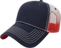 Cap America I1076 Gradient Screen Print Trucker Mesh Back Cap - Navy Red White - Navy Red White / One Size Fits Most