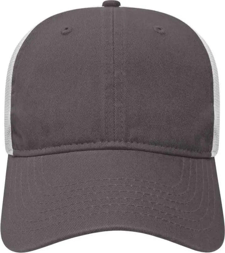 Cap America I1077 Washed Chino Twill & Washed Soft Mesh Cap - Charcoal White - Charcoal White / One Size Fits Most