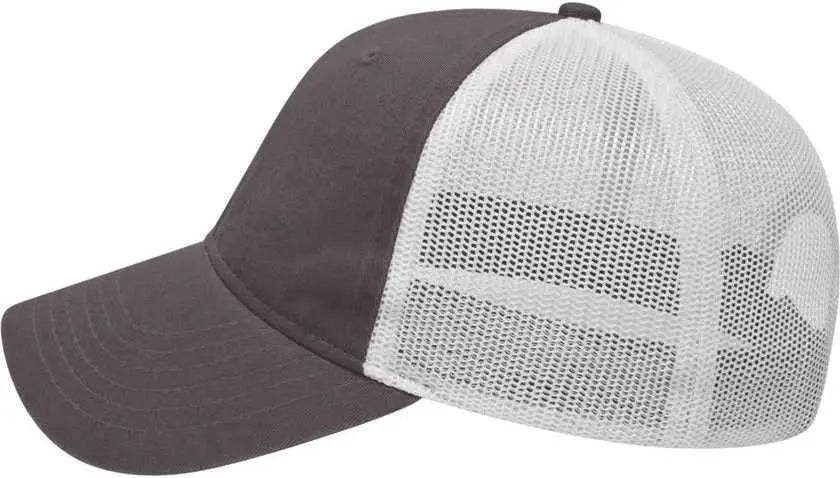 Cap America I1077 Washed Chino Twill & Washed Soft Mesh Cap - Charcoal White - Charcoal White / One Size Fits Most