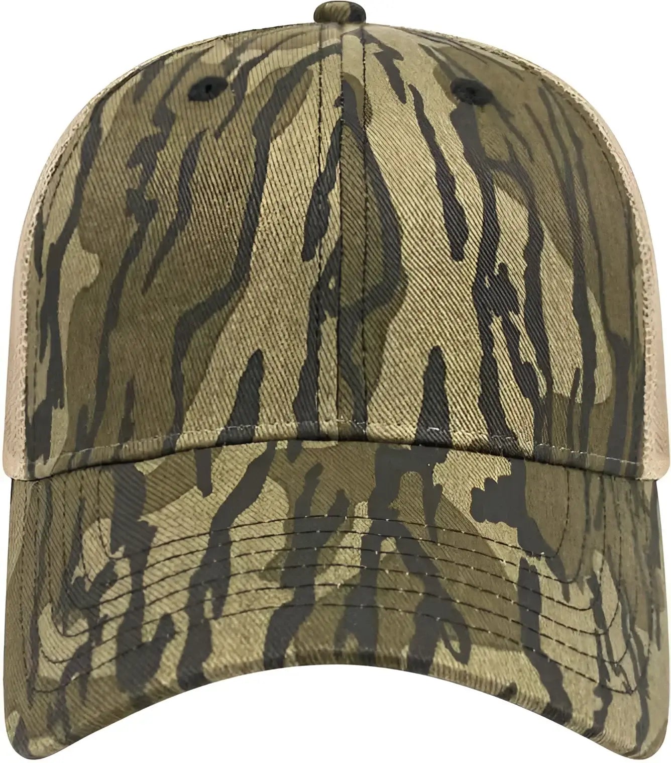 Cap America I2005 Camo Trucker Mesh Back Cap - Bottomland Khaki - Bottomland Khaki / One Size Fits Most