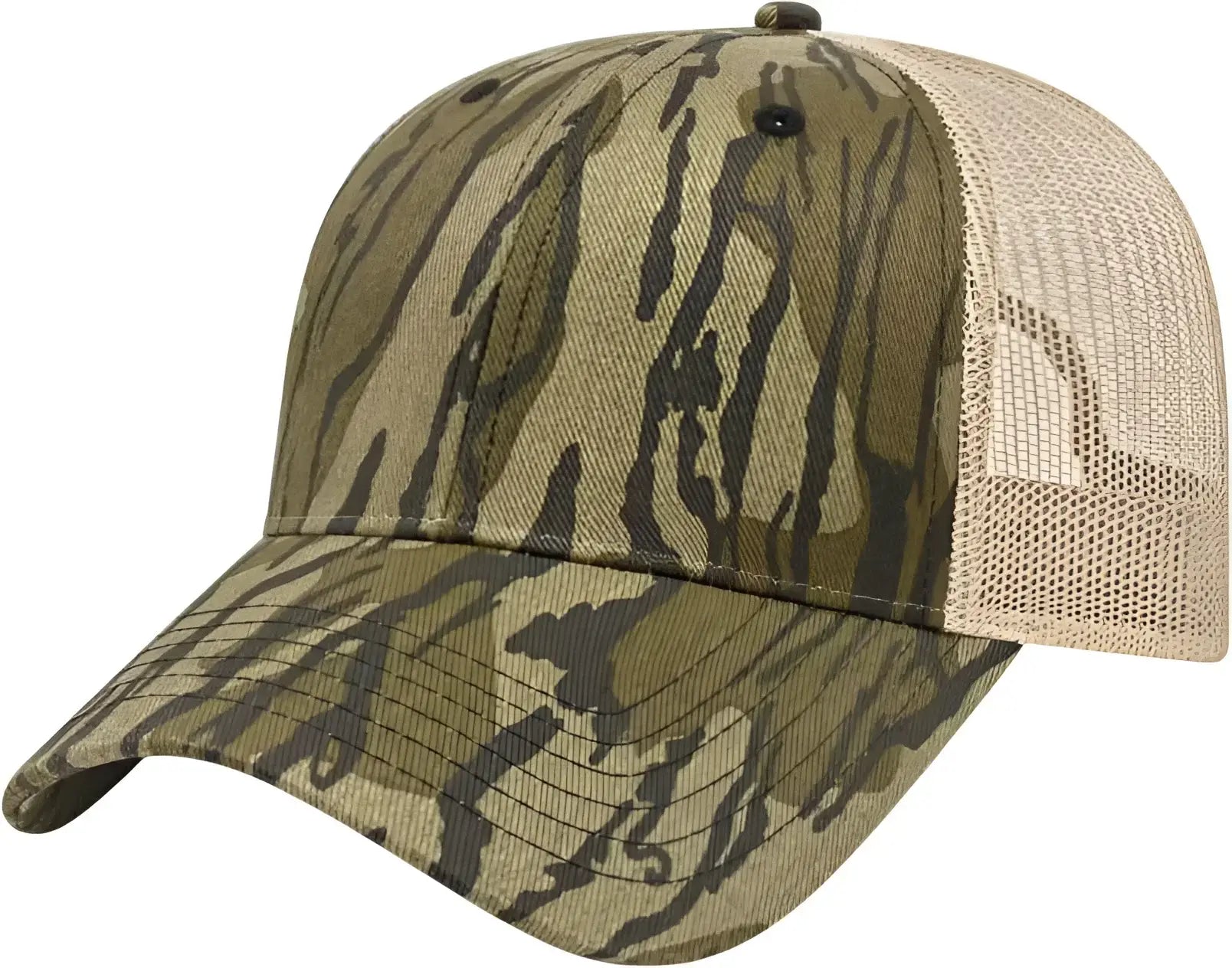 Cap America I2005 Camo Trucker Mesh Back Cap - Bottomland Khaki - Bottomland Khaki / One Size Fits Most