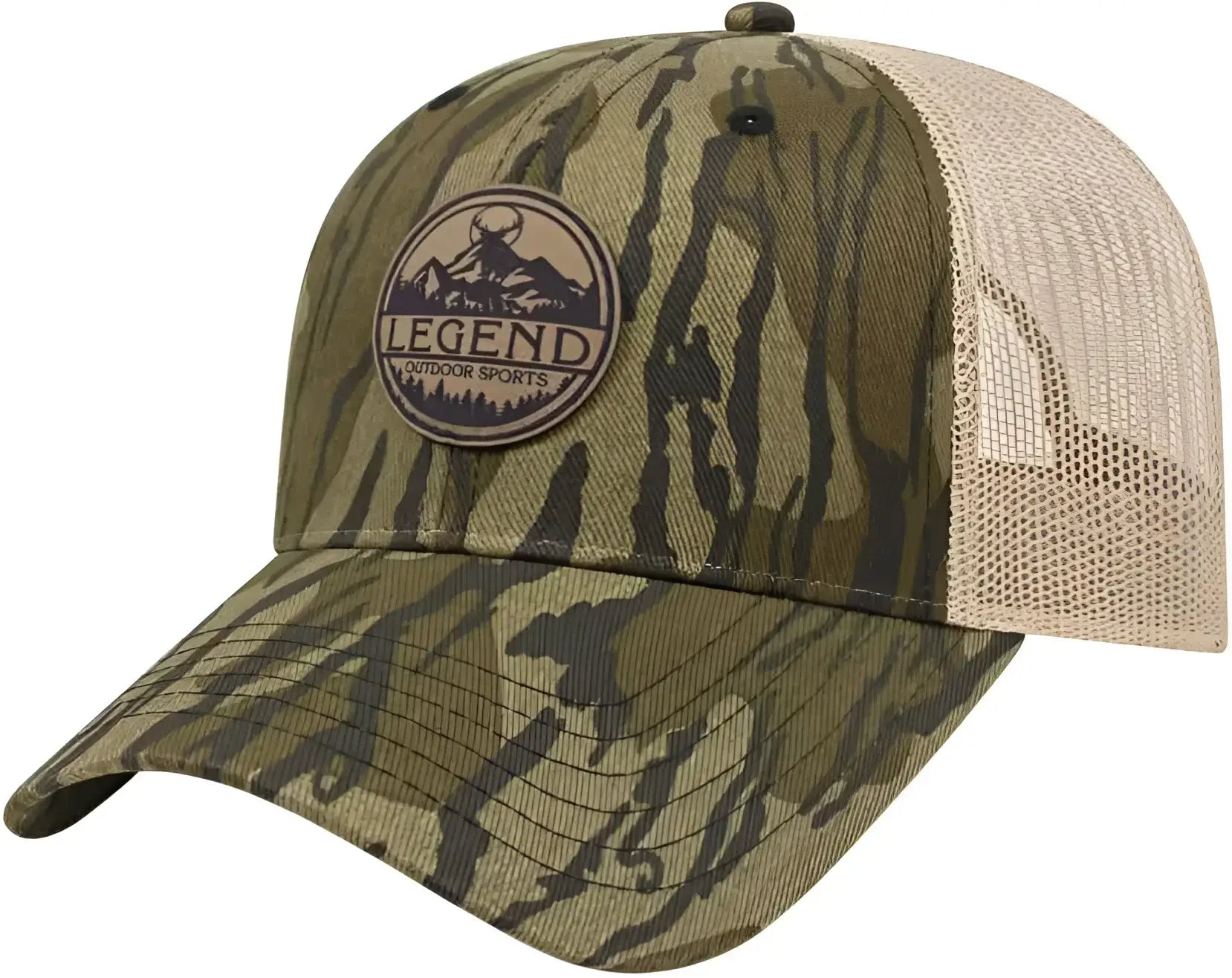 Cap America I2005 Camo Trucker Mesh Back Cap - Bottomland Khaki - Bottomland Khaki / One Size Fits Most