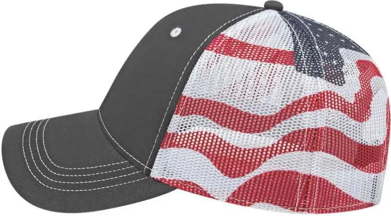 Cap America I2011 Flag Mesh Back Cap - Charcoal White - Dark Gray White / One Size Fits Most