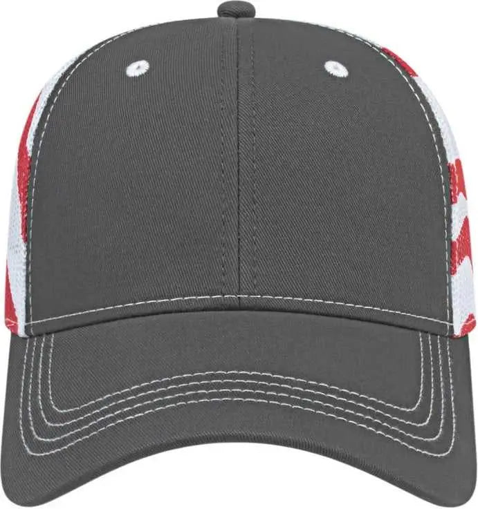 Cap America I2011 Flag Mesh Back Cap - Charcoal White - Dark Gray White / One Size Fits Most