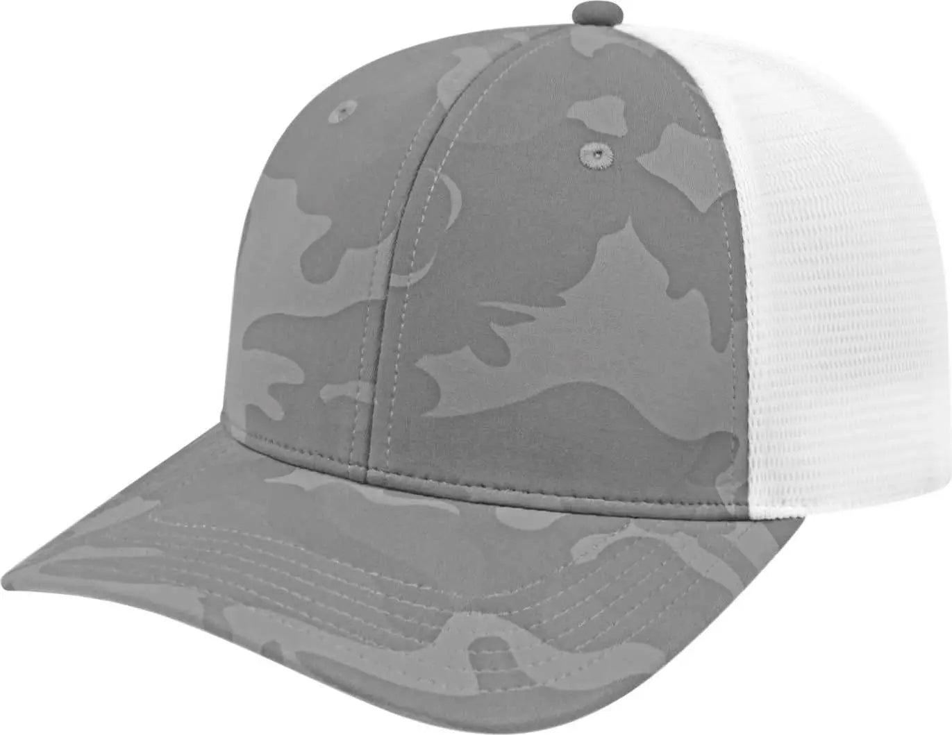 Cap America i2024 Nylon Blend Camo Trucker Mesh Back Cap - Gray White - Gray White / One Size Fits Most