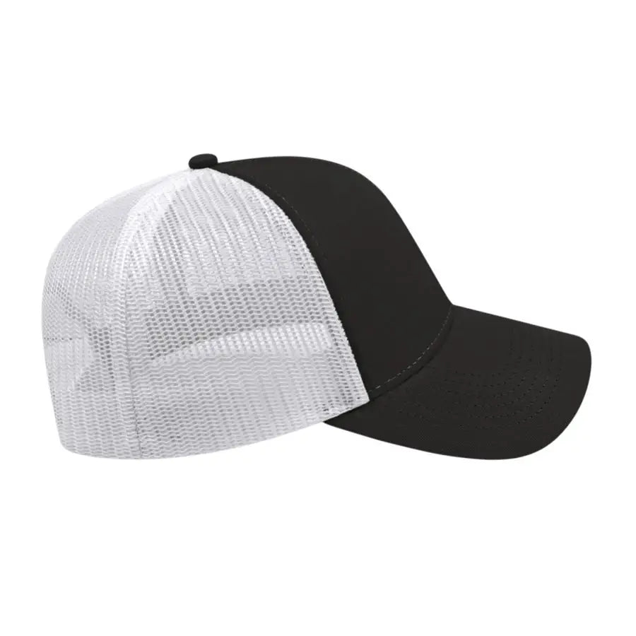 Cap America I3025 Two Tone Mesh Back Cap - Black White - Black White / One Size Fits Most