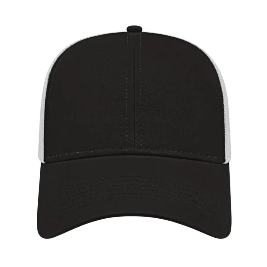 Cap America I3025 Two Tone Mesh Back Cap - Black White - Black White / One Size Fits Most