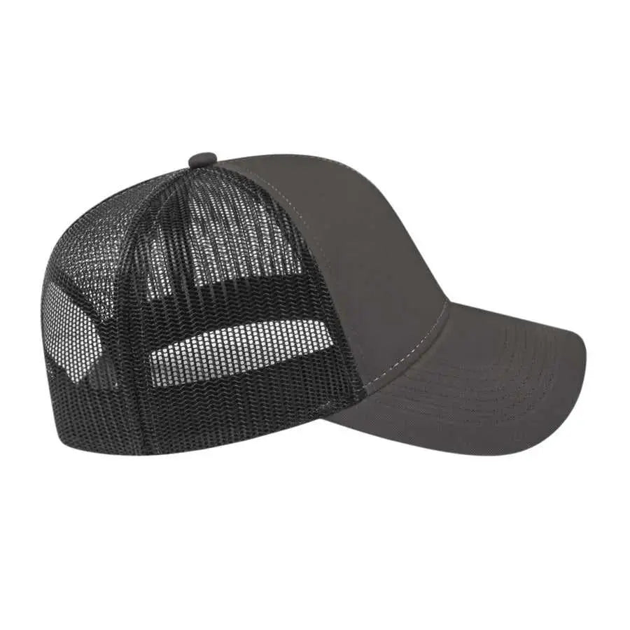 Cap America I3025 Two Tone Mesh Back Cap - Charcoal Black - Dark Gray Black / One Size Fits Most