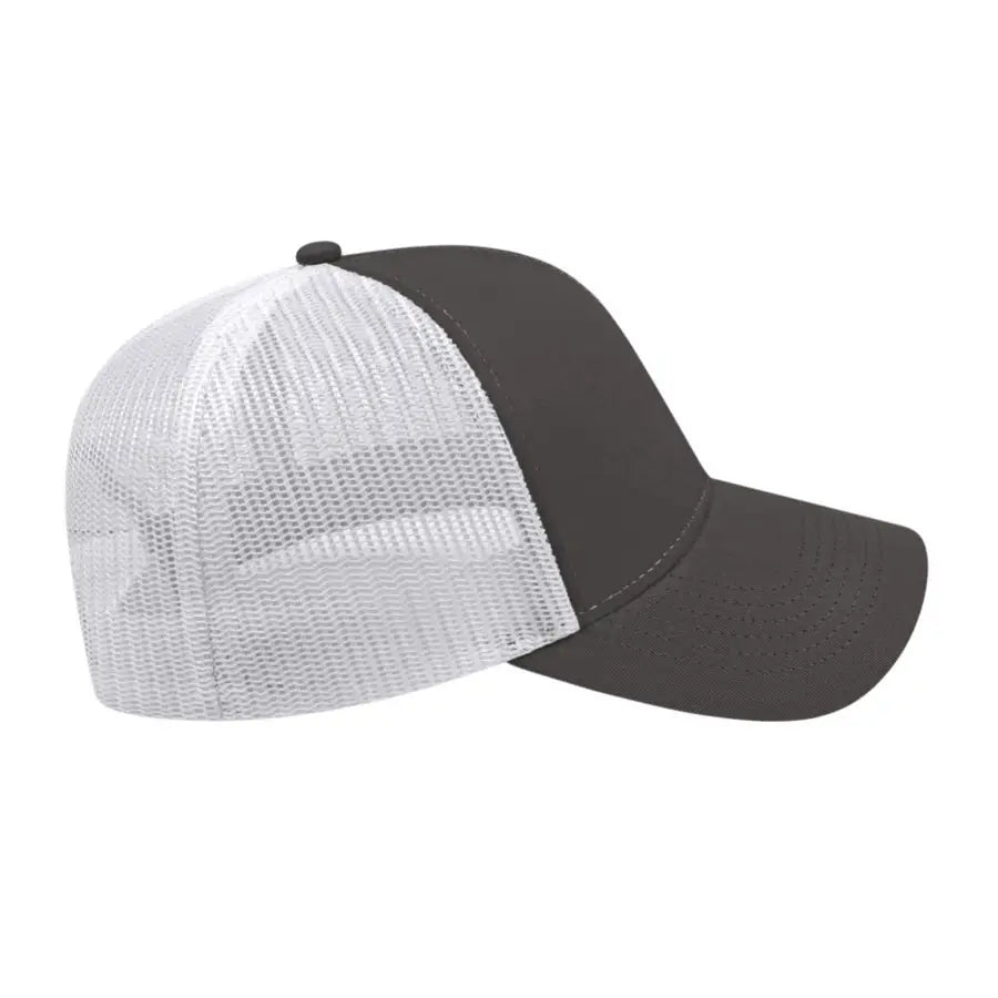 Cap America I3025 Two Tone Mesh Back Cap - Charcoal White - Dark Gray White / One Size Fits Most