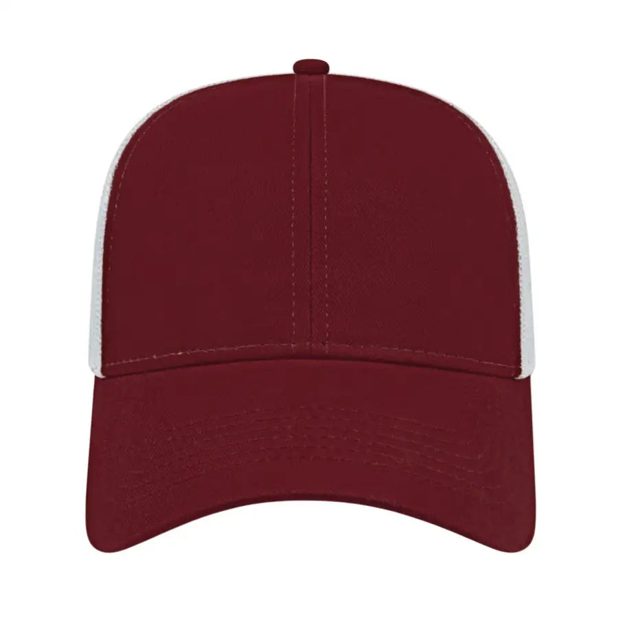 Cap America I3025 Two Tone Mesh Back Cap - Maroon White - Maroon White / One Size Fits Most