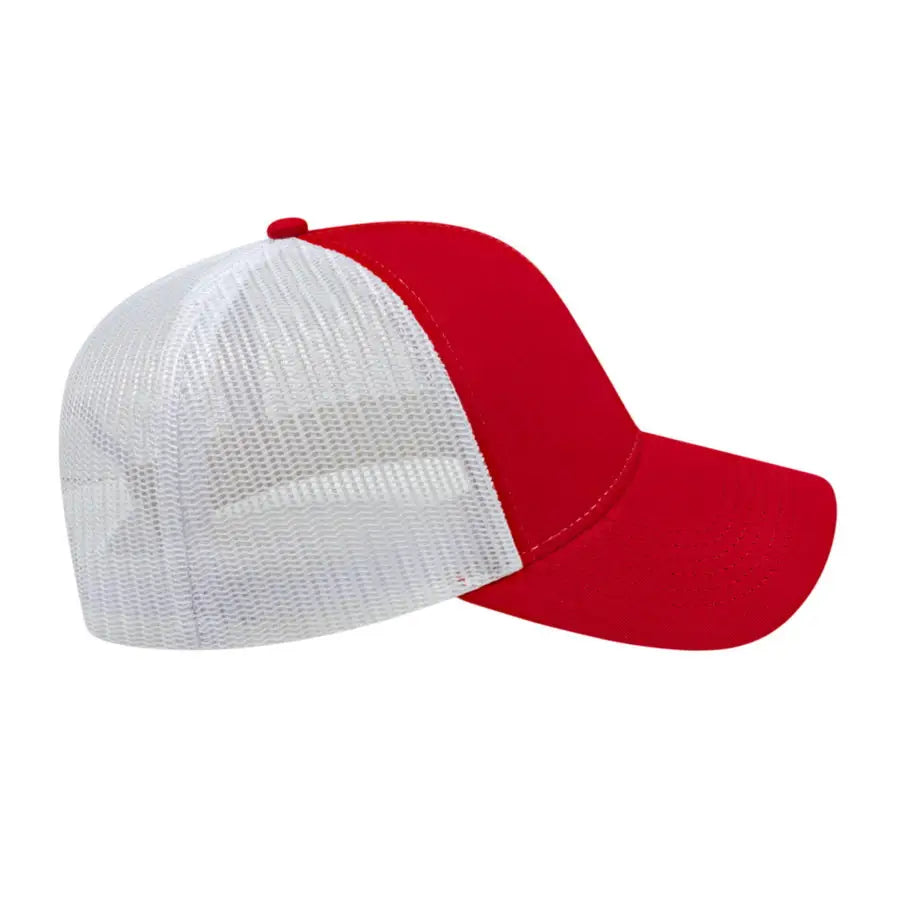 Cap America I3025 Two Tone Mesh Back Cap - Red White - Red White / One Size Fits Most