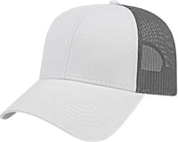 Cap America I3025 Two Tone Mesh Back Cap White Charcoal White Dark Gray / One Size Fits Most